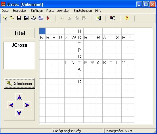 . Modul: JCross Kreuzworträtsel mit Definitionen erstellen. 8 7 6. Titel des Rätsels eingeben.