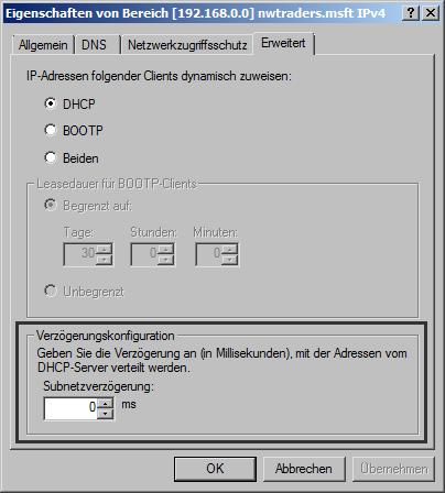 sich das Standardverhalten des DHCP-Servers ändert.