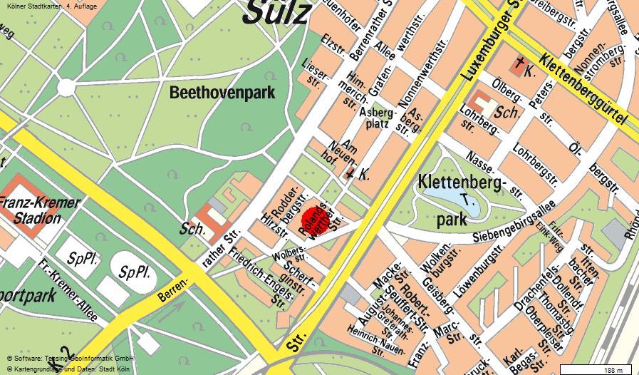 Objektnummer 863 Kommunale Geodaten: Stadt Köln, Amt für Liegenschaften, Vermessung und Kataster, KT195/2011 Eckdaten: Lage Rolandswerther Str.