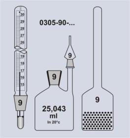 Kapillarrohr mit Kappe; DIN 12808; Thermometer ohne Quecksilber Jaulmes with thermometer, with TARA, adjusted Inhalt NS Artikel-Nr.
