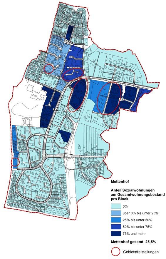 - 32-5.1 Preisgünstiger Wohnraum 4 Jede vierte Wohnung öffentlich gefördert Insgesamt sind rund ein Viertel der in Mettenhof vorhandenen Wohnungen öffentlich gefördert. Die insgesamt rund 2.