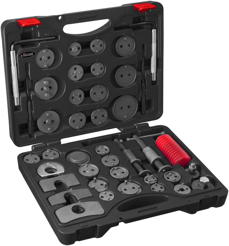 Application Note Brake Piston Tool Set, 41 pieces V 360 General Information and Safety Precautions The Brake Piston Tool Set is suitable for all coon vehicle s.
