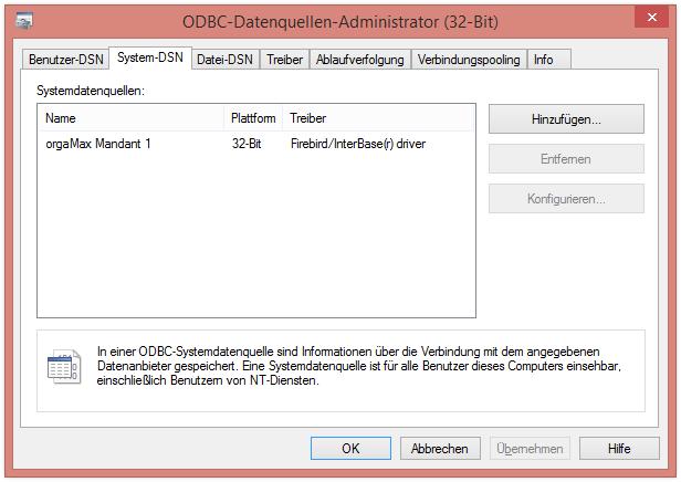Der ODBC-Datenquellen-Administrator für
