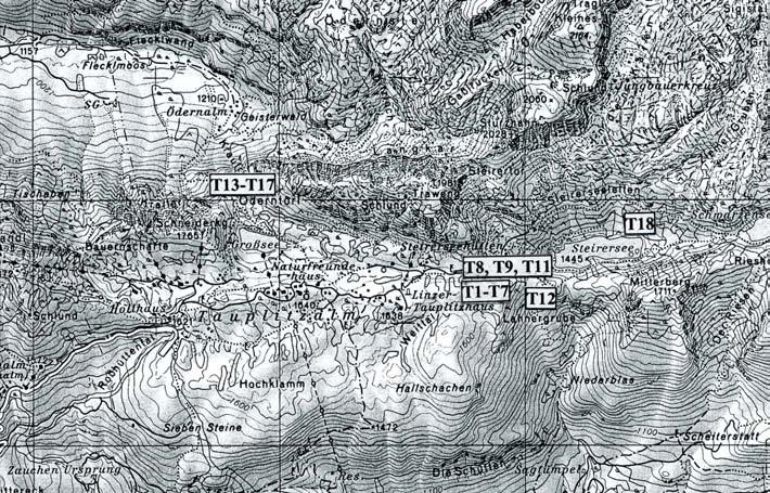 105 Den verbrachenden, nordexponierten Hängen beim sowie unterhalb des "Öderer Törl", am nordwestlichen Rand der Tauplitzalm mit einzelnen Gehölzaufwüchsen aus Rot-Buche, Grau-Erle und Berg-Ahorn.