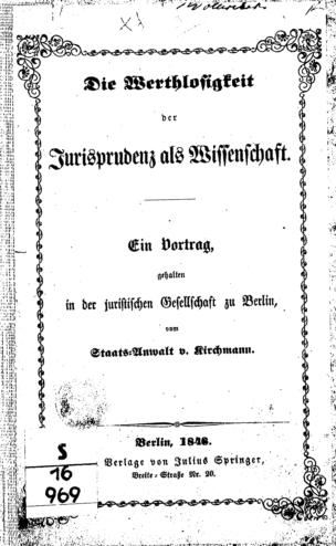 Julius von Kirchmann (1848) drei berichtigende Worte des