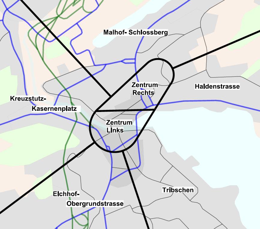 Gesamtverkehrskonzept Agglomerationszentrum Luzern (GVK) 32 Die einzelnen Massnahmen sind korridorweise (Abbildung 20) zusammengefasst.