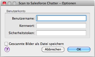 Aktionen (für Mac OS Benutzer) 3. Ändern Sie die Einstellungen für die [Scan to Salesforce Chatter] Aktion (Ist eine Änderung nicht erforderlich, fahren Sie bitte mit Schritt 4. fort.). 1.