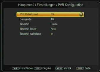 11.4.1. PVR Dateiformat Legen Sie hier fest, in welchem Format der Receiver die Aufnahmen ablegen soll. Sie haben die Wahl zwischen PS und TS.
