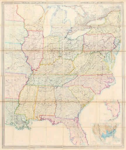 130 Reiss & Sohn Königstein im Taunus 2429 Stanford s map of the Seat of war in America (Kopftitel). Kol. Lith. bei E. Stanford, London, 1861. Rechts unten 2 kol. Nebenktn.