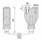 4 mm Sicherheitsstecker für Messleitungsbuchsen Type 2 Insulated adapter - Male BNC + 2 safety Ø 4 mm sockets for female safety