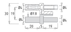 adapter Adaptateur à angle droit Rechtwinklige Adapter RJ / 4 mm female