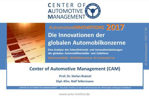 Das Center of Automotive Management (CAM) ist ein unabhängiges, wissenschaftliches Institut für empirische Automobil- und Mobilitätsforschung sowie für strategische Beratung an der Fachhochschule der