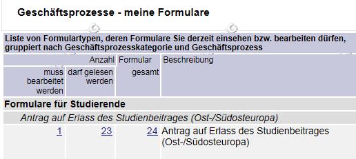 Für Sachbearbeiter/innen der Studien- und Prüfungsabteilung: Mit dem Auswahlfeld Genehmigung im Bereich Befreiungskriterien legen Sie fest, ob die Erlasstatbestände gegeben sind und der