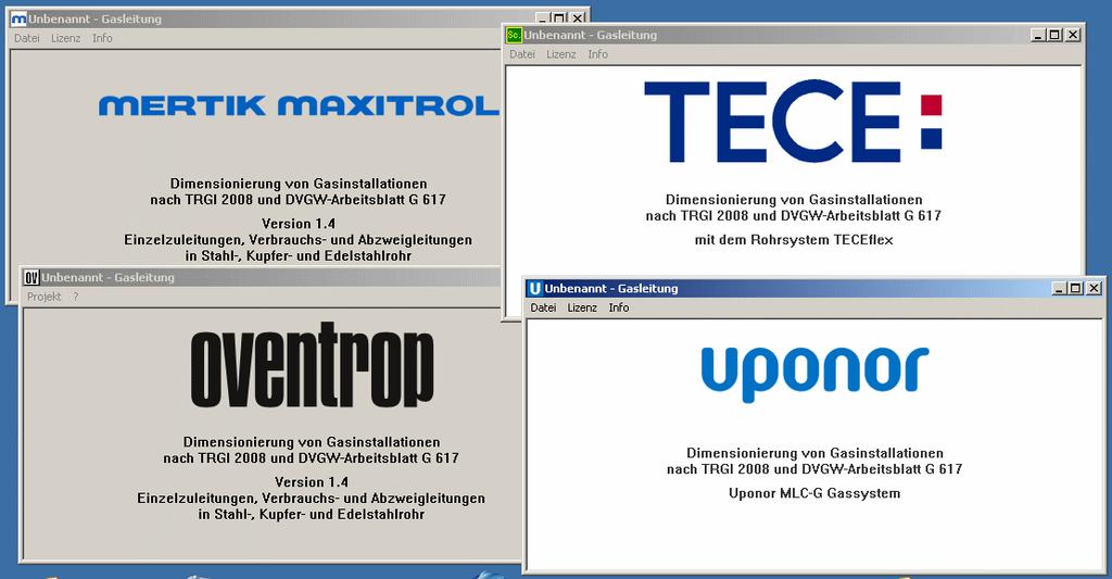 Die letzten vier Rohrarten sind Kunststoffverbundrohre. Im Unterschied zu den oben genannten gibt es für diese keine Norm, welche die Abmessungen festlegt. Es sind Herstellersysteme.