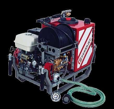 Hochdrucklöschgeräte HLG POWERJET POWEERJET Der Benzinmotor treibt eine Dreikolben- Hochdruckpumpe, die einen maximalen Pumpenausgangsdruck von 220 bar erzeugt, an.