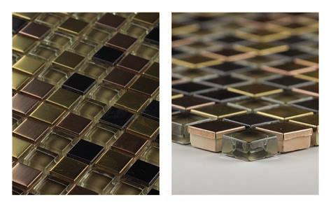 1515C005 12,08 Mosaikmatte/-fliese, Farbe: Mix aus braun, kupfer, gold und grau, Oberflächeneigenschaft: glatt und glänzend,
