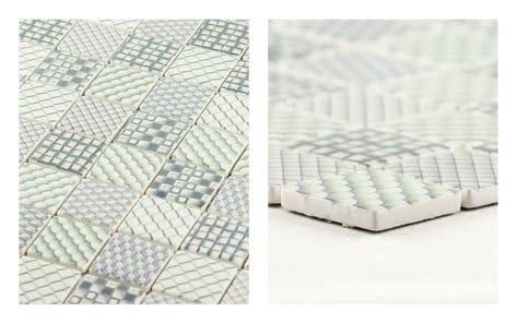 PM411 11,69 Mosaikmatte/-fliese, Farbe: weiß, petrol gemustert, Oberflächeneigenschaft: glatt, Material: