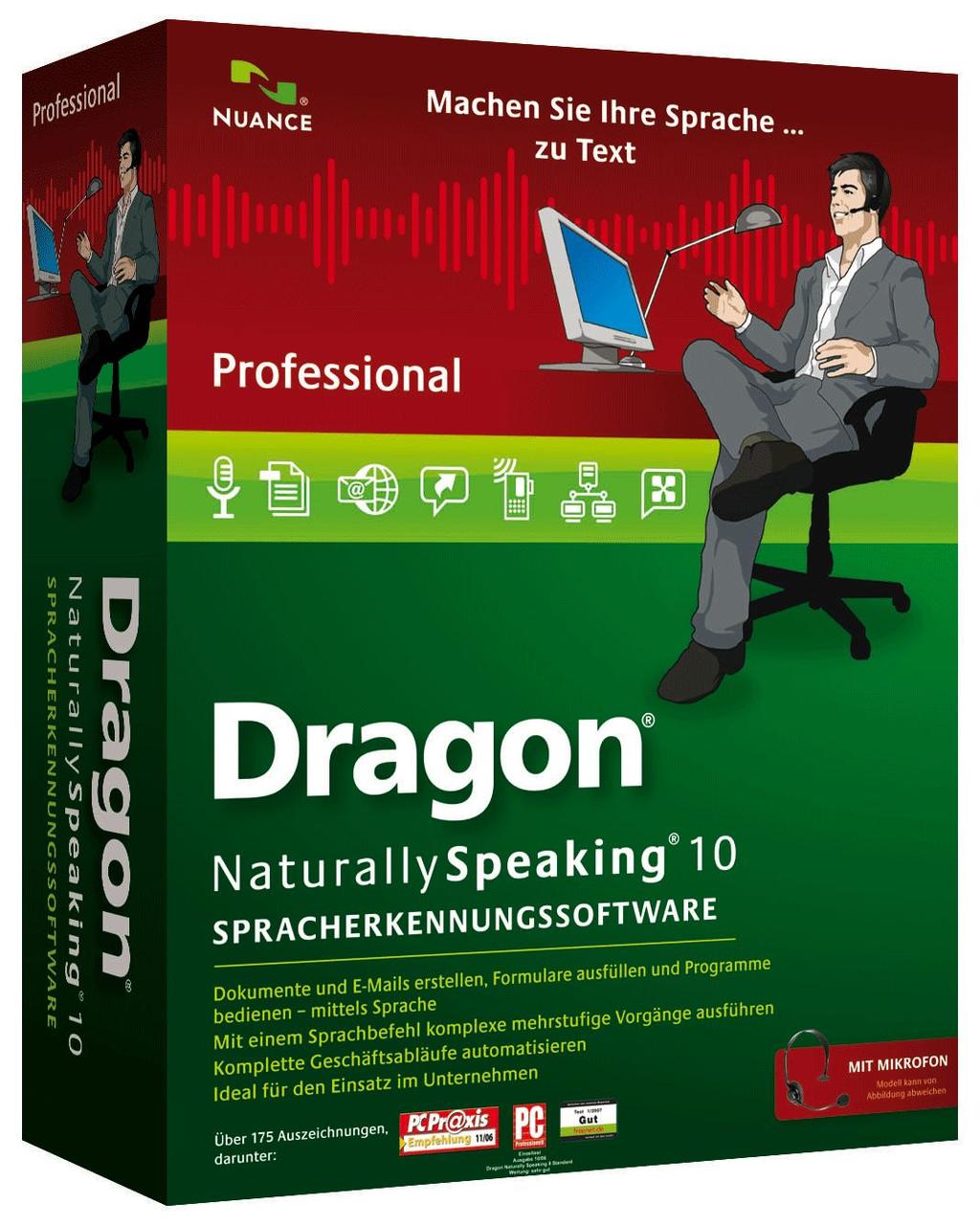 Die Software Dragon NaturallySpeaking das professionelle System,