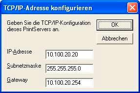 IP-Adresse, Subnetzmaske und Gateway mit BRAdmin Professional einrichten Falls Sie einen DHCP/BOOTP/RARP-Server in Ihrem Netzwerk verwenden, brauchen Sie