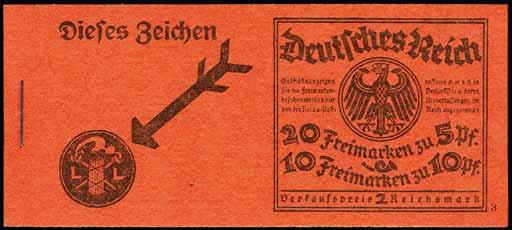 MH15 0 1921, Germania und Ziffern, komplettes Heftchen, teils übliche Heftchenzähnung, postfrisch, tadellos (Photo = 1 265) 200 3368. MH 21.