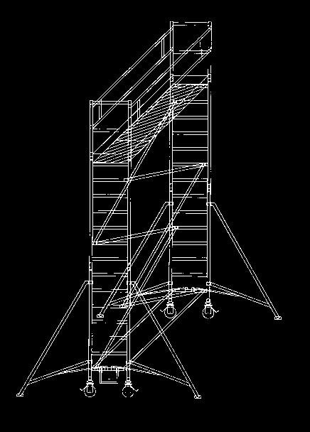 178635 Technik in der Übersicht: _ geprüft Din EN 1004 _ Lastklasse/Gerüstgruppe 3, 2,0 kn/m 2 _ Arbeitshöhen bis 12,40 m _ Lenkrollen ø 200 mm _ Gerüstgrößen: 0,75 x 1,80 m / 0,75 x 2,45 m / 0,75 x