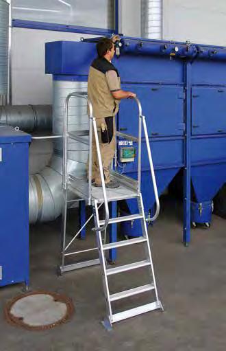 Aluminium-Podest-Treppe stationär Einseitig begehbar. Bauart-geprüft, entspricht Din EN ISO 14122-3.