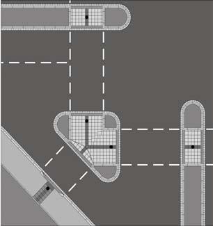 Einbaubeispiel Fußgängerüberwege an Kreuzungen Verkehrsinsel Rippenplatten mit richtungweisendem Trapezprofil Fahrbahn Signalanlage