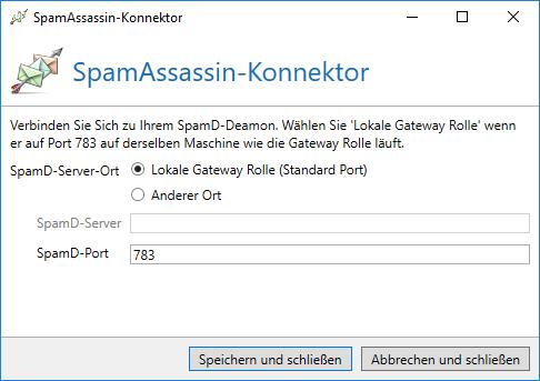 Bild 153: Definieren Sie die Verbindung zum SpamD Server Beim SpamAssassin Konnektor können Sie die IP-Adresse bzw. den Full Qualified Domain Name (FQDN) des SpamD-Servers einstellen.