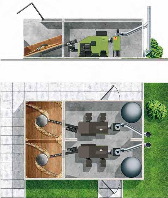 HDG Heizbox für Hackschnitzel-Feuerungen im Leistungsbereich von 100 bis 380 kw Für HDG Compact Anlagen über 100 kw sollten zwei Container eingeplant werden.