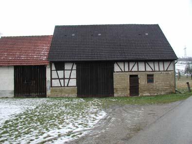 Möckmühl-Korb Historische Ortsanalyse 9 Eckstraße 8: Stallscheuer von 1893 am Ortsrand, Sandstein-
