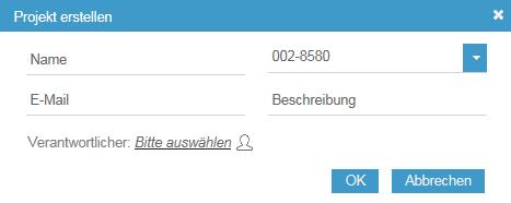 Ansicht Projekte Passen Sie die Einträge an und klicken Sie auf Projekt erstellen. 8.