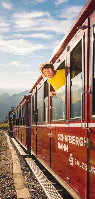 SCHAFBERGBAHN MIT VOLLDAMPF AUF DEN GIPFEL! SCHAFBERGBAHN Die SchafbergBahn ist die steilste Zahnradbahn Österreichs. Sie führt seit 1893 von St. Wolfgang auf den 1.783 Meter hohen Schafberg.