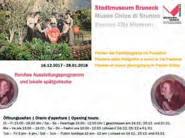 Stadtmuseum Bruneck Abwechslungsreiches Ausstellungsprogramm zeitgenössischer Kunst und eine Dauerausstellung lokaler sakraler Glanzstücke.