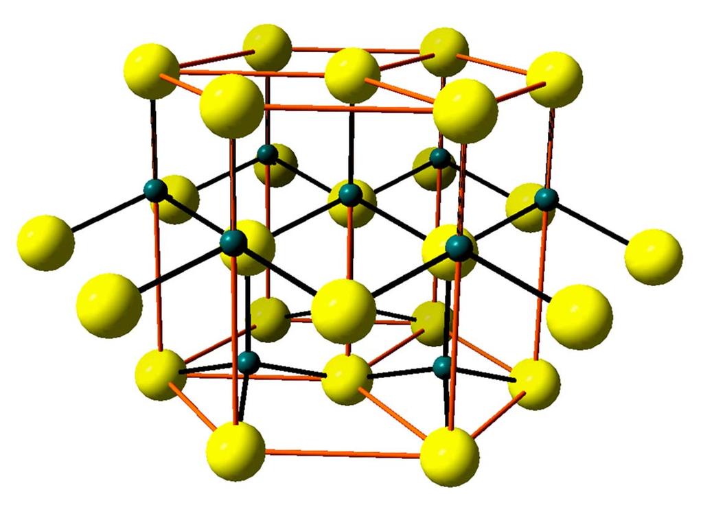 Die hexagonale ZnS- (Wurtzit-) Struktur Hexagonal-dichte Packung von S 2-, Zn 2+ in einer Hälfte der Tetraederlücken 2 ZnS in der