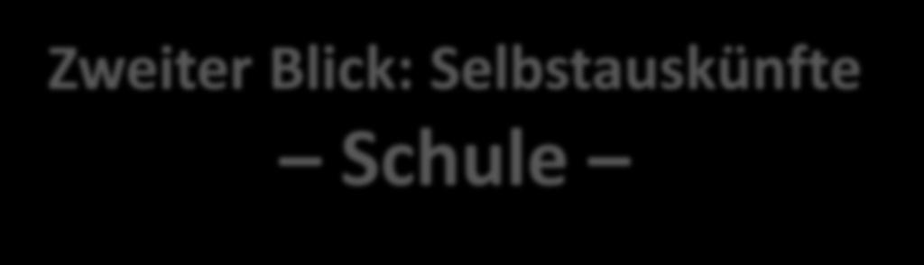 Zweiter Blick: Selbstauskünfte Schule Das subjektive Erleben von Schule ist für einen