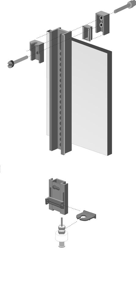 Halterung der Sensoren an senkrechter Aquarienscheibe oder Behälter (1) Halter vormontieren. (2) Einstellen der Glasstärke (max.19mm) mit der unteren Halteschraube. (3) Klemmschraube anziehen.