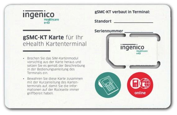 Auch wenn das Kartenterminal keine strikte Prüfung auf eine Ingenico gsmc- KT durchführt, wird der Einsatz einer Ingenico gsmc-kt empfohlen und im weiteren Textverlauf beschrieben.