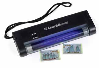 UV-Prüflampen 113 UV-Prüflampen UV-Tischlampe L 92 Zur Fluoreszenz-Bestimmung und Prüfung von Briefmarken, Geld - scheinen und Kreditkarten. Breites Spektrum an langwelligen UV- Strahlen.