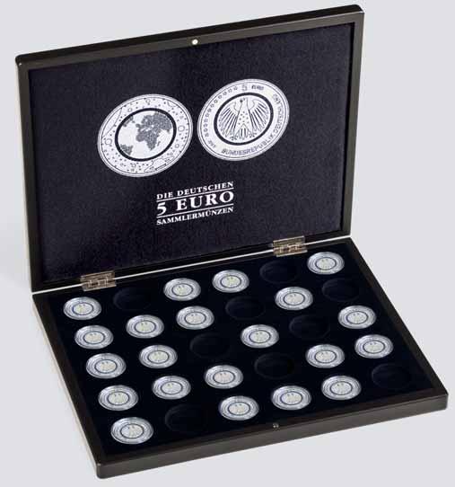 Münzkassetten für 5-Euro-Münzen Edle, schwarze Münzkassetten zur Unterbringung der 5-Euro-Sammlermünzen in Kapseln (InnenØ 27 mm).