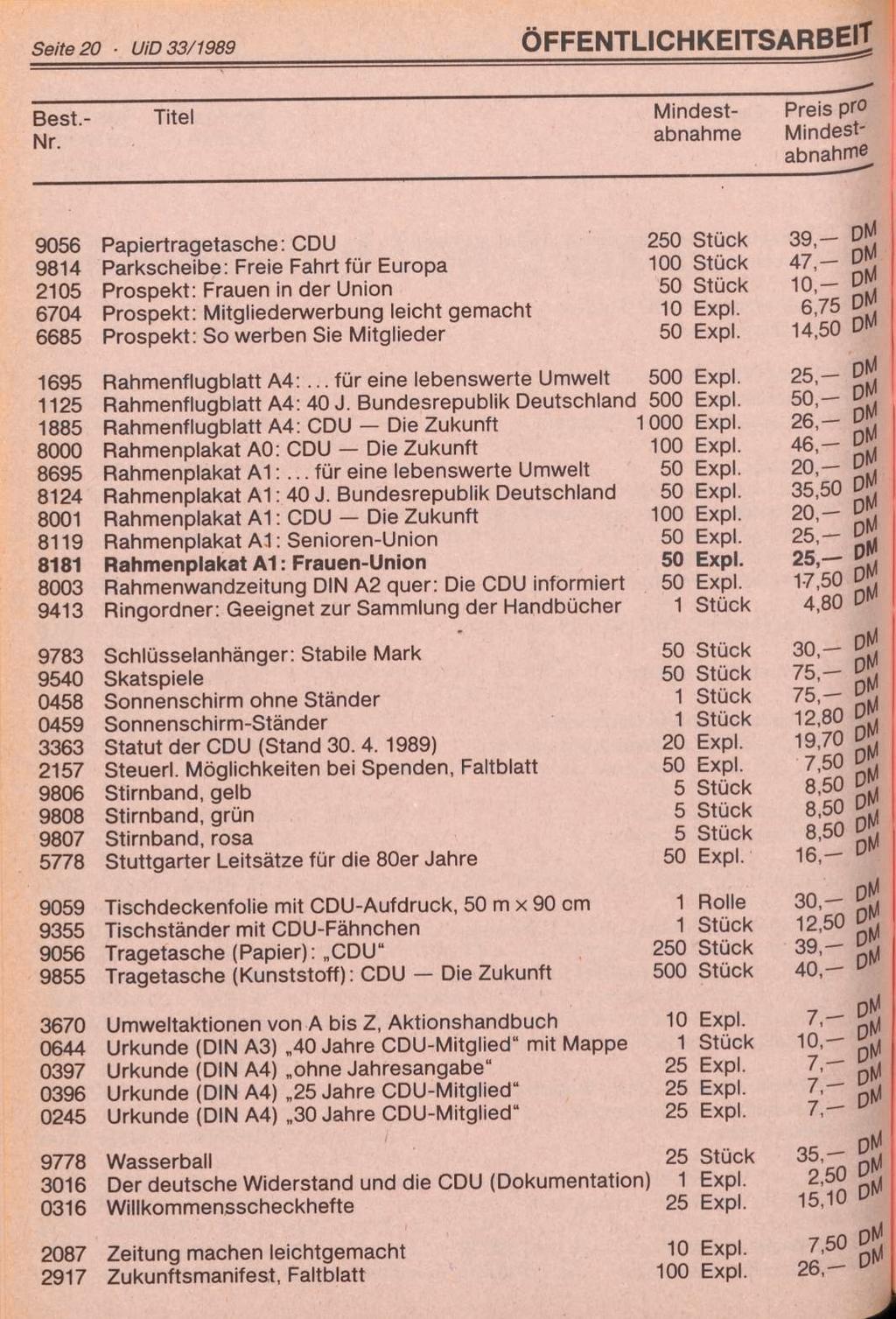 Seite 20 UiD 33/1989 ÖFFENTLICHKEITSARBEIT Best.