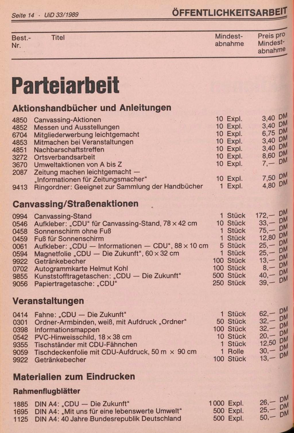 Seite 14 UiD 33/1989 ÖFFENTLICHKEITSARBEIT Best.