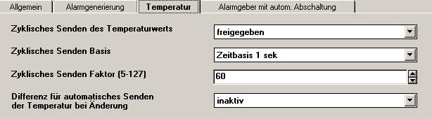 Ansprechschwelle per Objekt umschaltbar Dieser bestimmt, ob die gewählte Parametrierung per Objekt geändert werden kann.