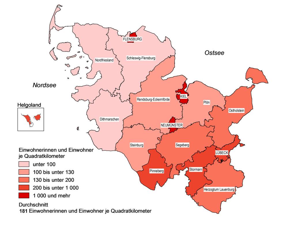Berichtsgebiet SchleswigHolstein hatte nach den Erhebungen des Statistischen Amtes für Hamburg und SchleswigHolstein am 31. Dezember 2015 eine Fläche von 15.800 km² und rund 2,85 Millionen Einwohner.