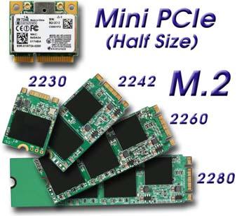 Zwei Mini-Slots: Mini PCI-Express und M.2 Der Half-Size Mini-PCI-Express-Slot ist für eine WLAN-Erweiterungskarte gedacht (optionales Zubehör WLN-C). Der M.