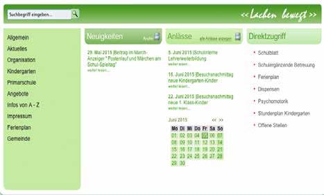 Angebote Übersicht Link Webseite Die Homepage www.schule-lachen.ch der Gemeindeschule Lachen bietet sehr viele Informationen.