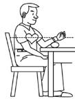 nicht zu verfälschen. Es ist wichtig, die Messung in Ruhe durchzuführen. Stützen Sie den Ellenbogen des linken Arms auf einer Auflagefläche (z.b. Tisch) ab und heben Sie den Unterarm mit der Manschette auf Herzhöhe an.