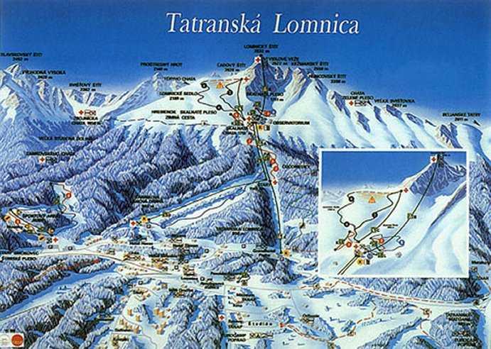 Tatranska Lomnica Saison:Dezember - April Höhe:785-1764 m Nachtski:ja Kabinenbahn:4 Sessellift:1 Skillift:7 Kapazität:5425 Personen/h