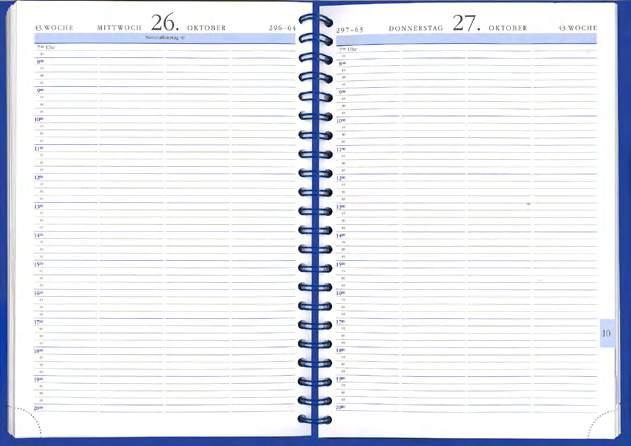Tagebuch A4 Spirale KA886 Format: 210 x 295 mm 1 Tag auf einer Seite, 416 Seiten,