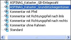 - Kataster o Grundstückeigentümer mit Anschrift (KATGSTEI); GB-Einlagezahl (KASTGSTEZ); Vermarkung (KATVERMK) zu finden unter Allgemeine Beschriftungen