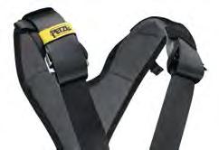 Extrem hoher Tragekomfort Konzipiert für den Aufstieg am Seil Integrierte CROLL-Bruststeigklemme Der Steg am Schraubglied zwischen Schulterträger und Hüftgurt verhindert, dass sie sich verdrehen kann.